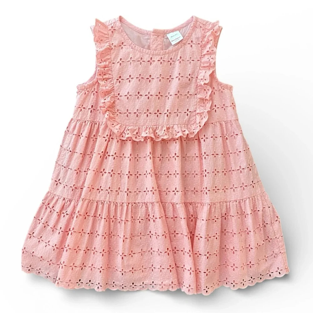Hanna Andersson Top Girls 12 Pink Airy Eyelet Lined Swing Shirt 150 cm EUC